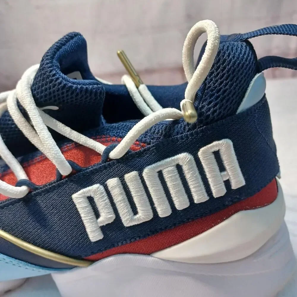 Puma Muse Maia  Sneakers Women's 8 Red Blue White Lace Up Athletic Shoes